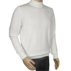 Men's Sweater Knit By BRANGO Turkey Mock Neck Cotton Blend 21050 White