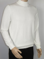 Men's Sweater Knit By BRANGO Turkey Mock Neck Cotton Blend 21050 White