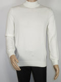 Men's Sweater Knit By BRANGO Turkey Mock Neck Cotton Blend 21050 White