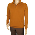 Men's Sweater Knit By BRANGO Turkey Polo Neck Cotton Blend 21220 Mustard