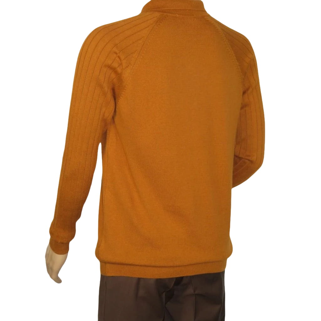 Men's Sweater Knit By BRANGO Turkey Polo Neck Cotton Blend 21220 Mustard