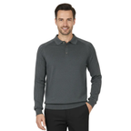 Men's Sweater Knit By BRANGO Turkey Polo Neck Cotton Blend 21228 Charcoal Gray