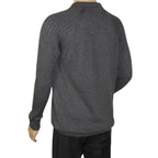 Men's Sweater Knit By BRANGO Turkey Polo Neck Cotton Blend 21228 Charcoal Gray