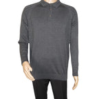 Men's Sweater Knit By BRANGO Turkey Polo Neck Cotton Blend 21228 Charcoal Gray