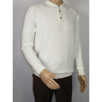 Men's Sweater Knit By BRANGO Turkey Polo Neck Cotton Blend 21228 White