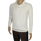 Men's Sweater Knit By BRANGO Turkey Polo Neck Cotton Blend 21228 White