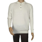 Men's Sweater Knit By BRANGO Turkey Polo Neck Cotton Blend 21228 White
