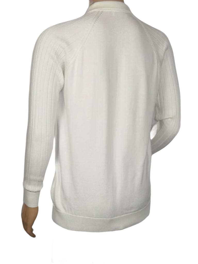 Men's Sweater Knit By BRANGO Turkey Polo Neck Cotton Blend 21228 White