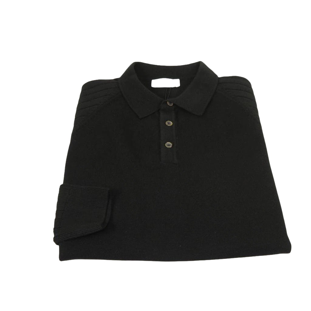 Men's Sweater Knit By BRANGO Turkey Polo Neck Cotton Blend 21228 Black