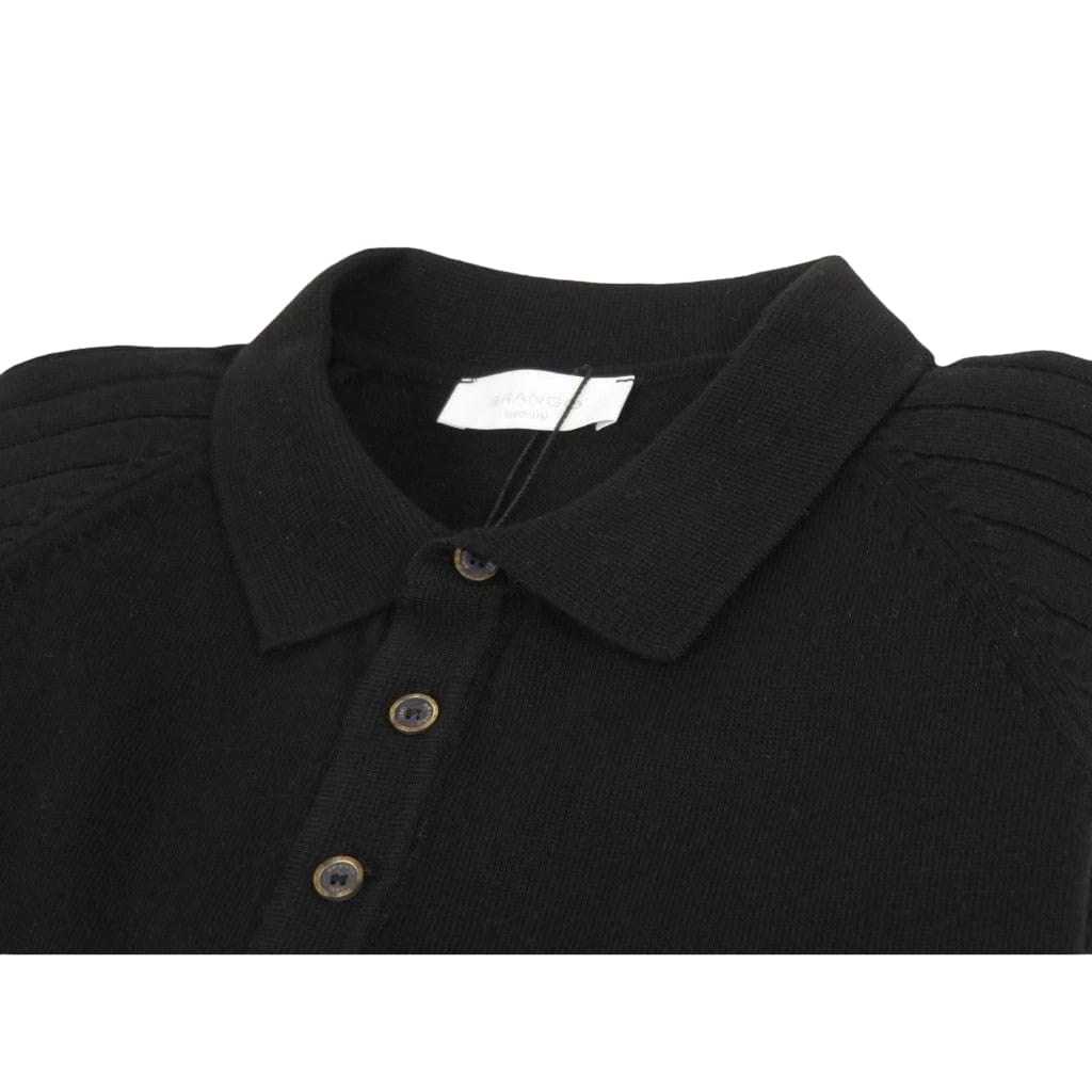 Men's Sweater Knit By BRANGO Turkey Polo Neck Cotton Blend 21228 Black
