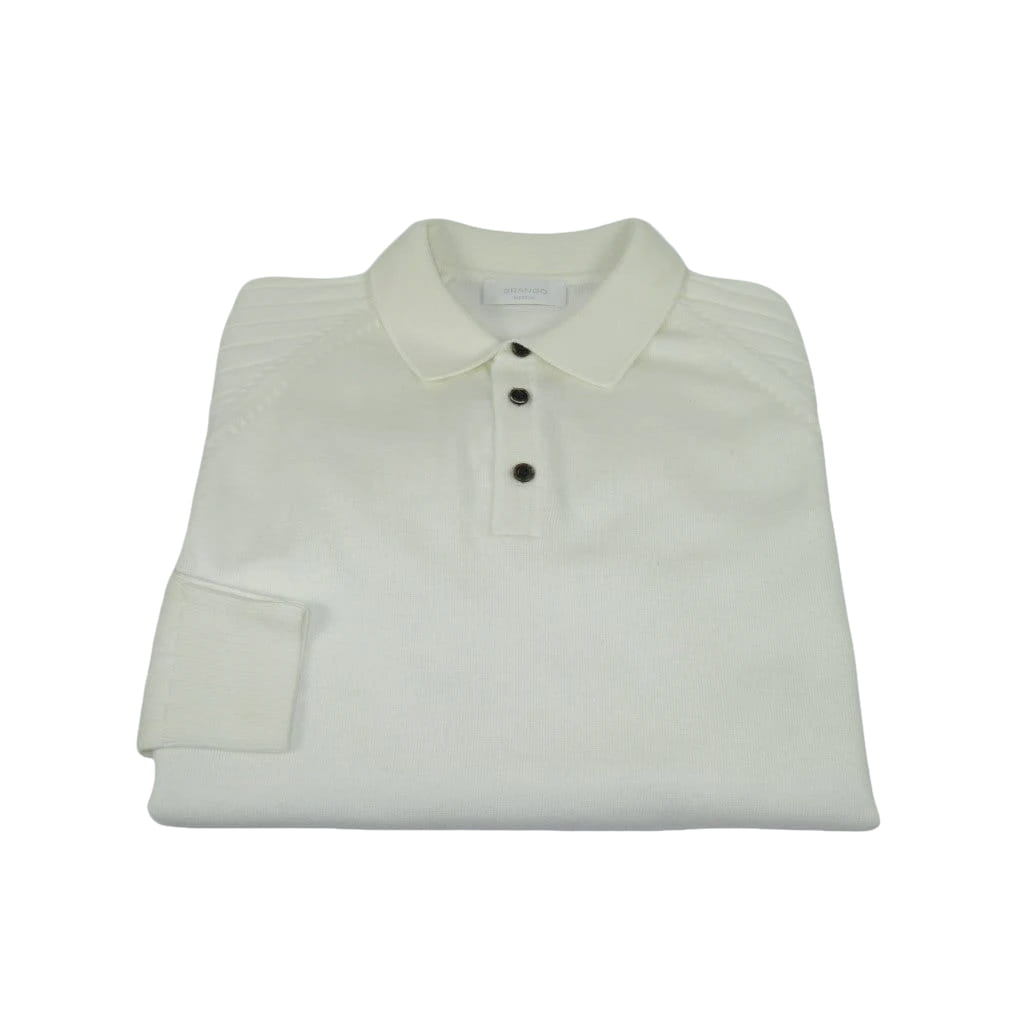 Men's Sweater Knit By BRANGO Turkey Polo Neck Cotton Blend 21228 White