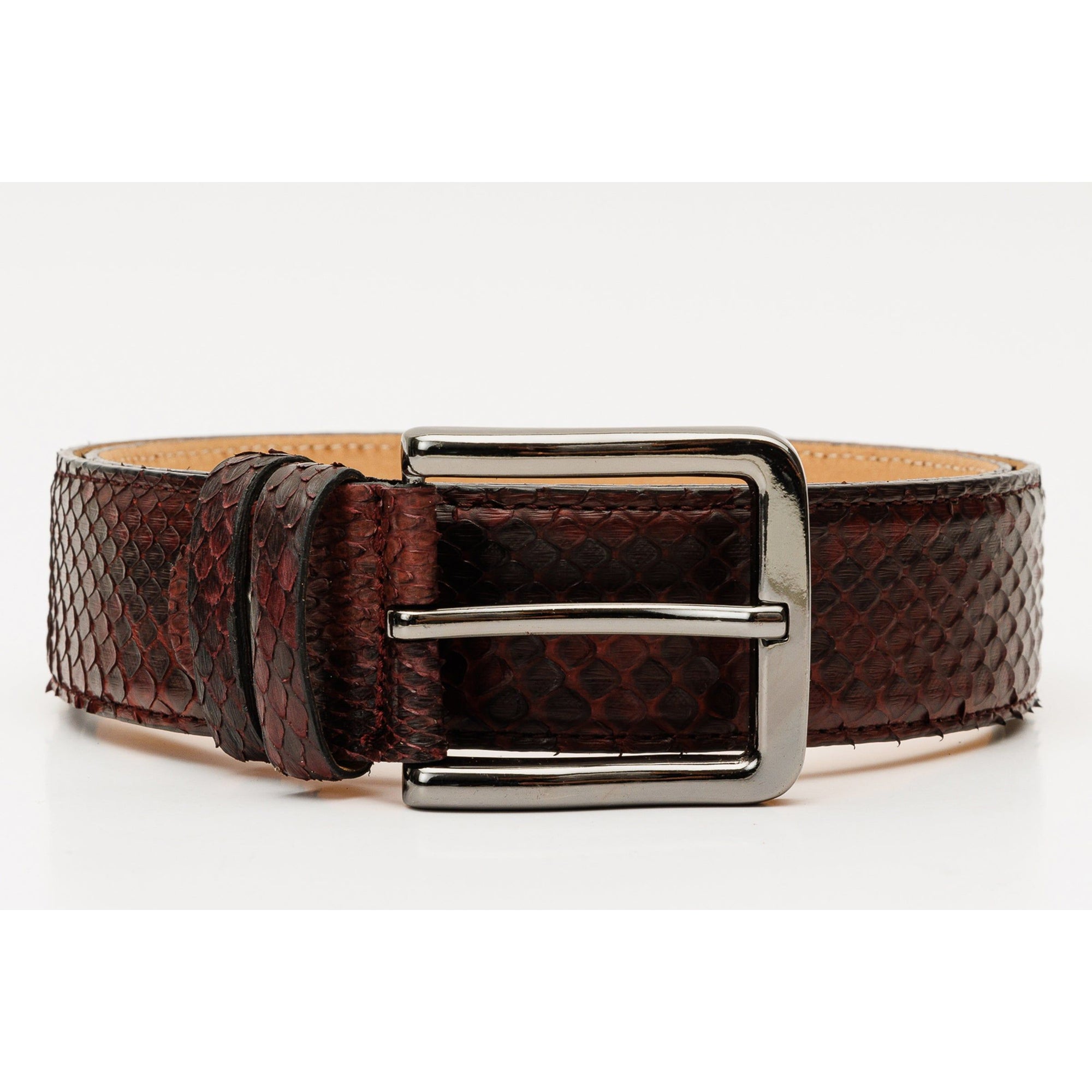 The Boss Burgundy Snake Leather Belt