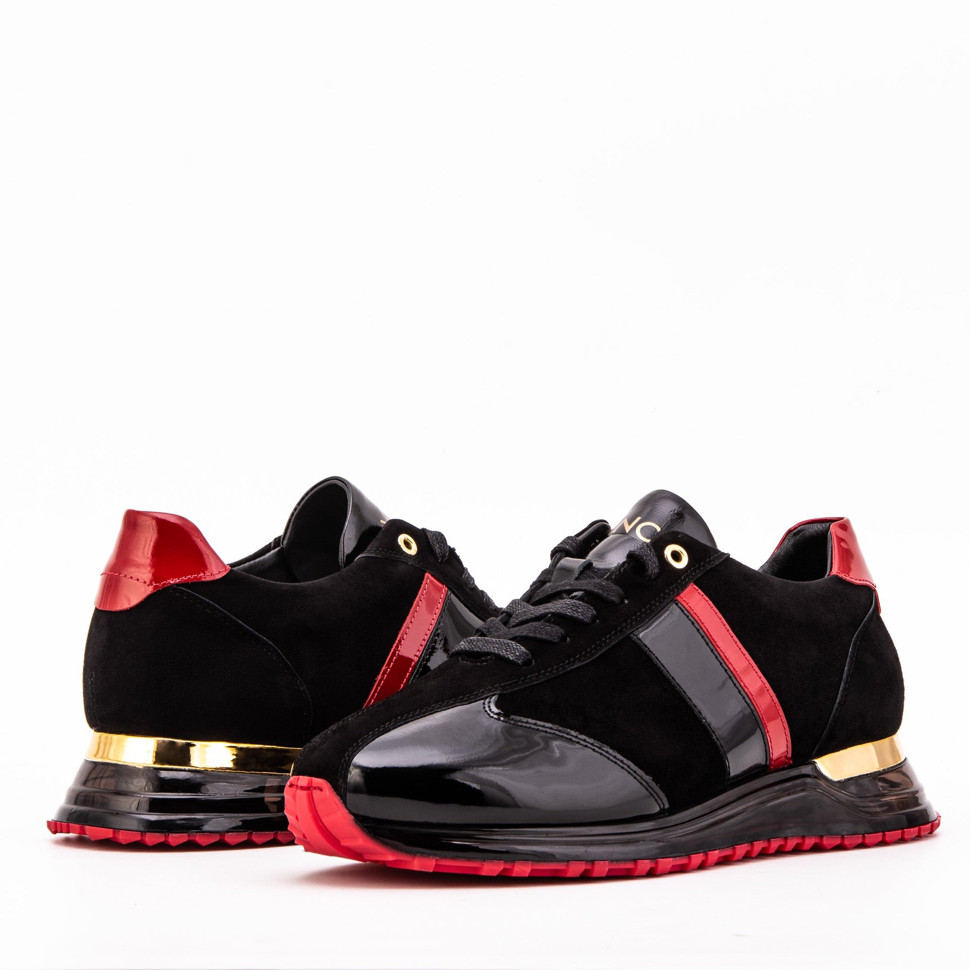 The Inferno Black & Red Leather Men Sneaker