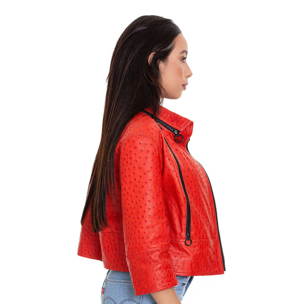 The Comly  Pomegranate Flower  Ostrich Leather Women Jacket