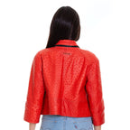 The Comly  Pomegranate Flower  Ostrich Leather Women Jacket