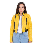 Comly Yellow Ostrich Leather Women Jacket
