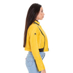Comly Yellow Ostrich Leather Women Jacket