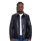 The Pitman Snake Navy Blue Leather Men Jacket