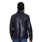 The Pitman Snake Navy Blue Leather Men Jacket