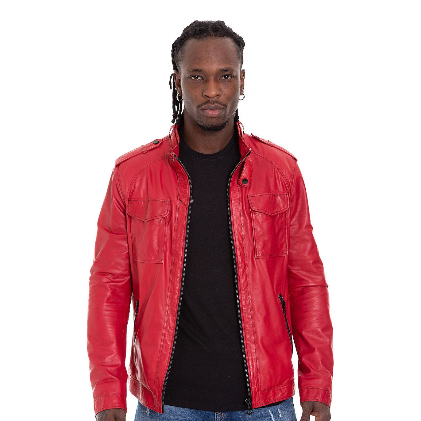 The Ravine Red Leather Men Jacket