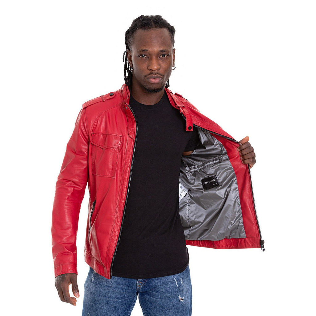The Ravine Red Leather Men Jacket