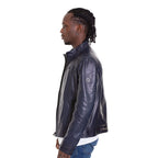 Vinci The Labanon Navy Blue Leather Men Jacket