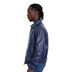 Vinci The Lopera Snake Navy Blue Leather Men Jacket