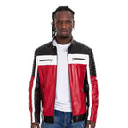 Vinci The Martos Black & Red Leather Men Jacket