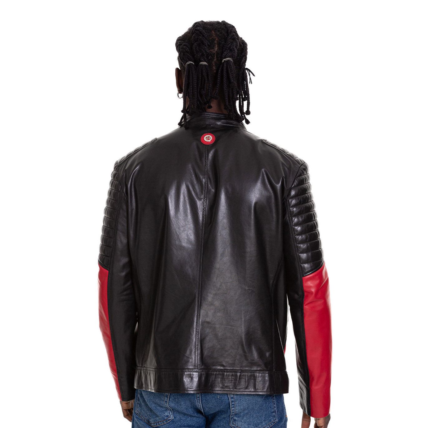 Vinci The Martos Black & Red Leather Men Jacket