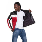Vinci The Martos Black & Red Leather Men Jacket