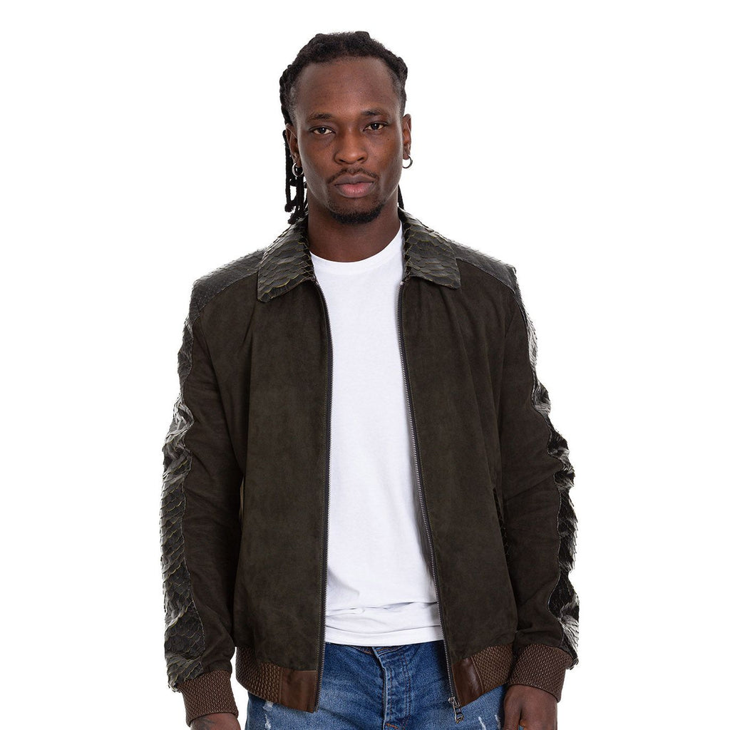 Vinci The Albendin Green Leather Men  Jacket