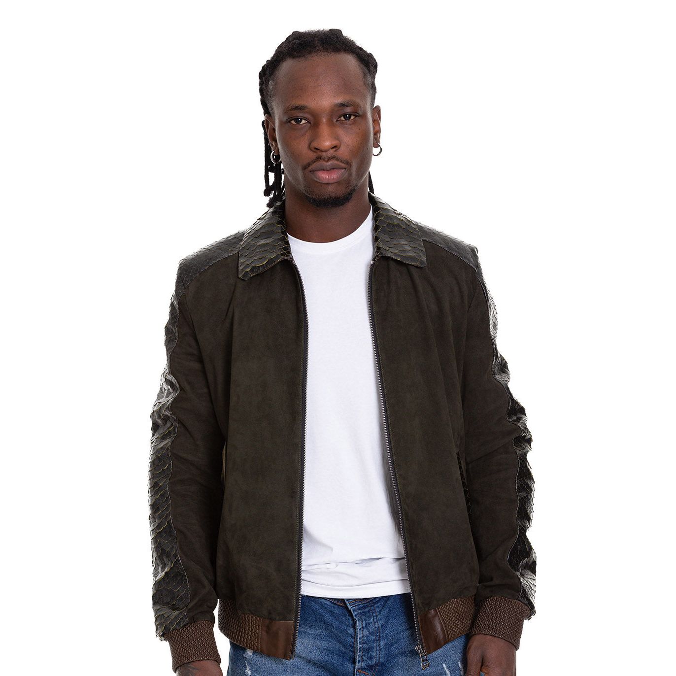 Vinci The Albendin Green Leather Men  Jacket