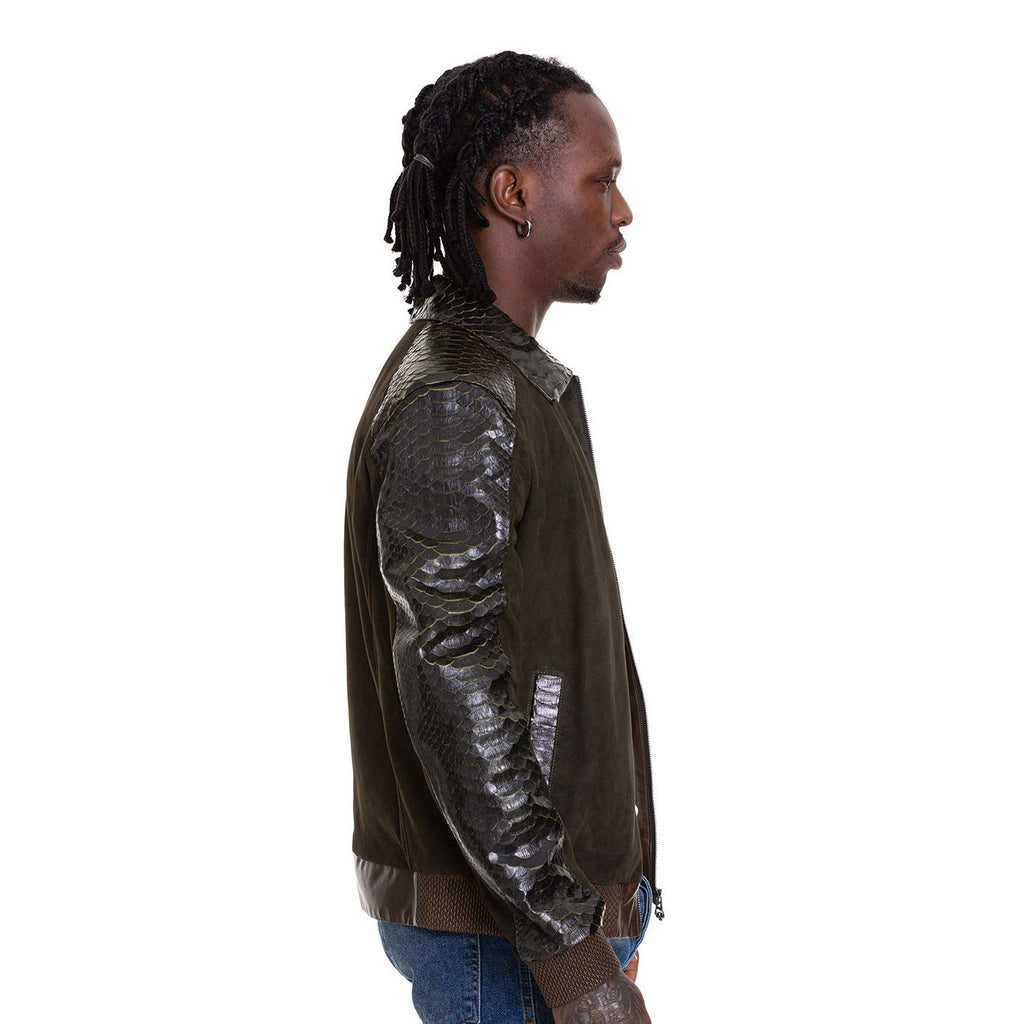 Vinci The Albendin Green Leather Men  Jacket