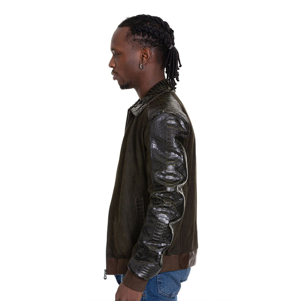 Vinci The Albendin Green Leather Men  Jacket