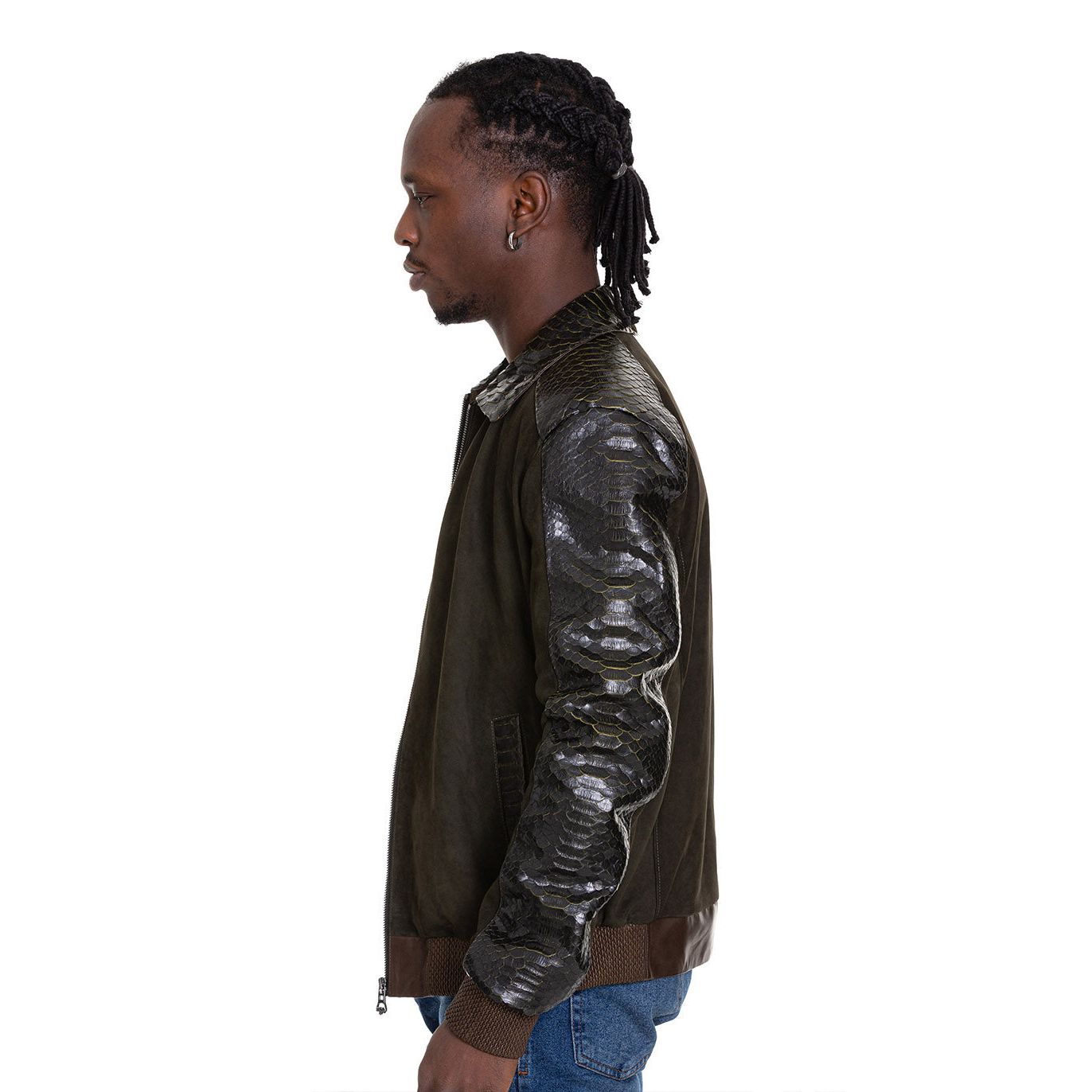 Vinci The Albendin Green Leather Men  Jacket