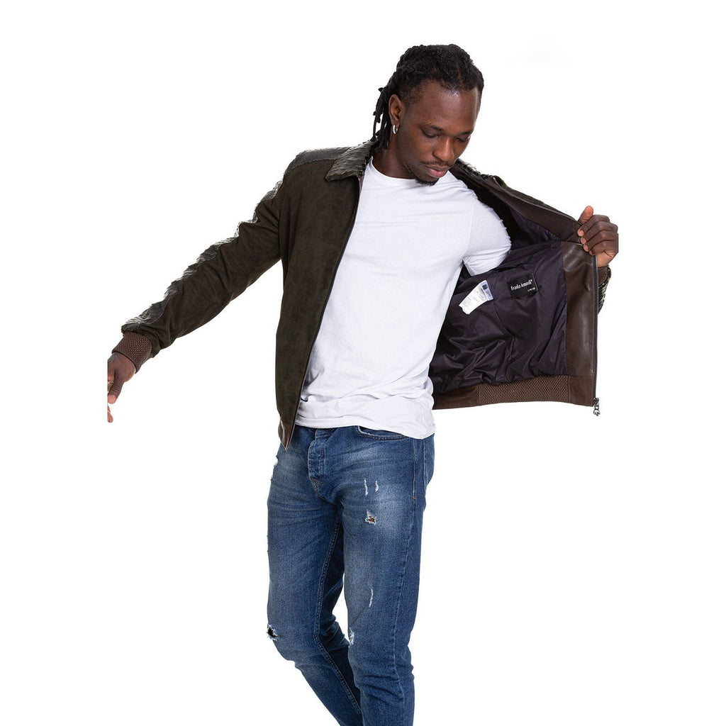 Vinci The Albendin Green Leather Men  Jacket