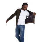 Vinci The Albendin Green Leather Men  Jacket