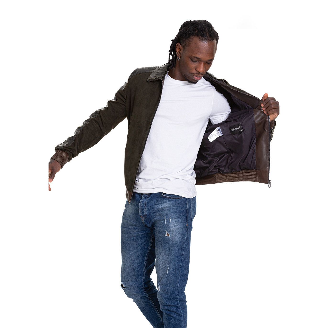 Vinci The Albendin Green Leather Men  Jacket