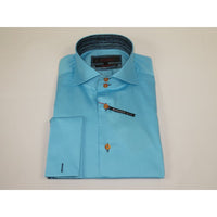Men's Axxess Turkey Shirt 100% Cotton High Collar 224-08 French Cuffs Teal