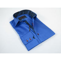 Men's Axxess Turkey Shirt 100% Egyptian Cotton High Collar 224-09 Royal Blue
