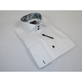 Men's Axxess Turkey Shirt 100% Cotton High Collar 224-13 French Cuffs White