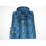 Men's Axxess Turkey Shirt 100% Egyptian Cotton High Collar 224-21 Teal Fancy
