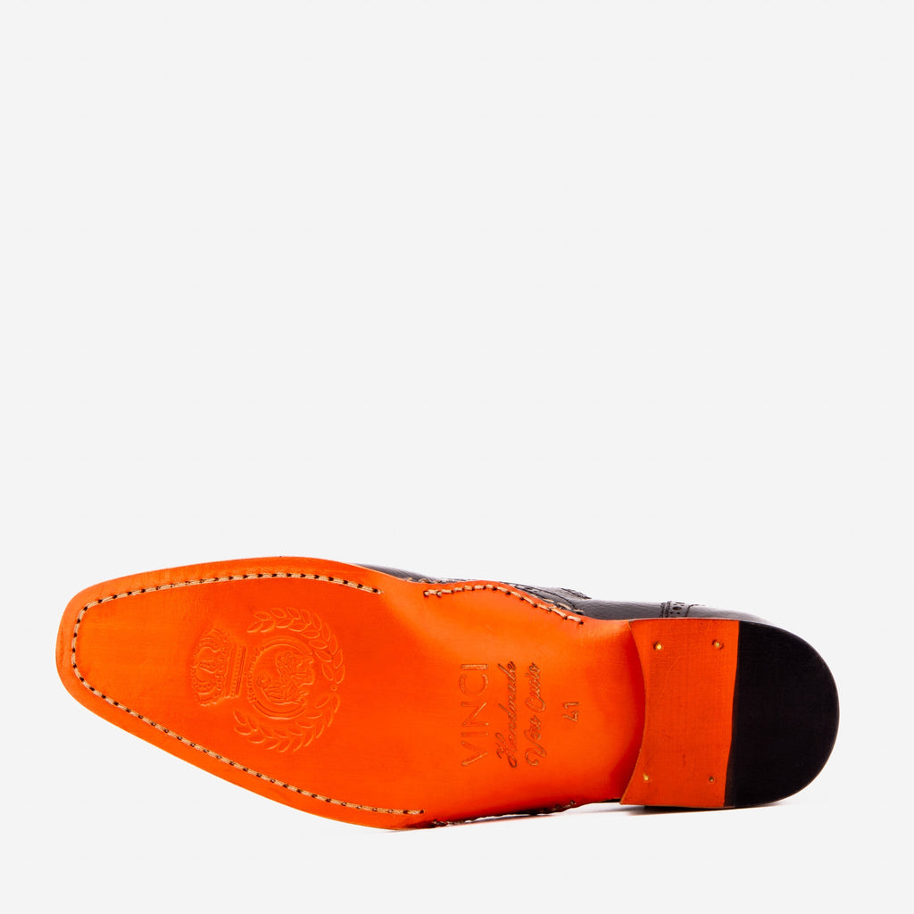 The Draco Handmade Black Semi Brogue Oxford Men Shoe