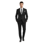 Men's Levent Serez Turkish Suit Super 160's Italian Wool 22511 Jet  Black