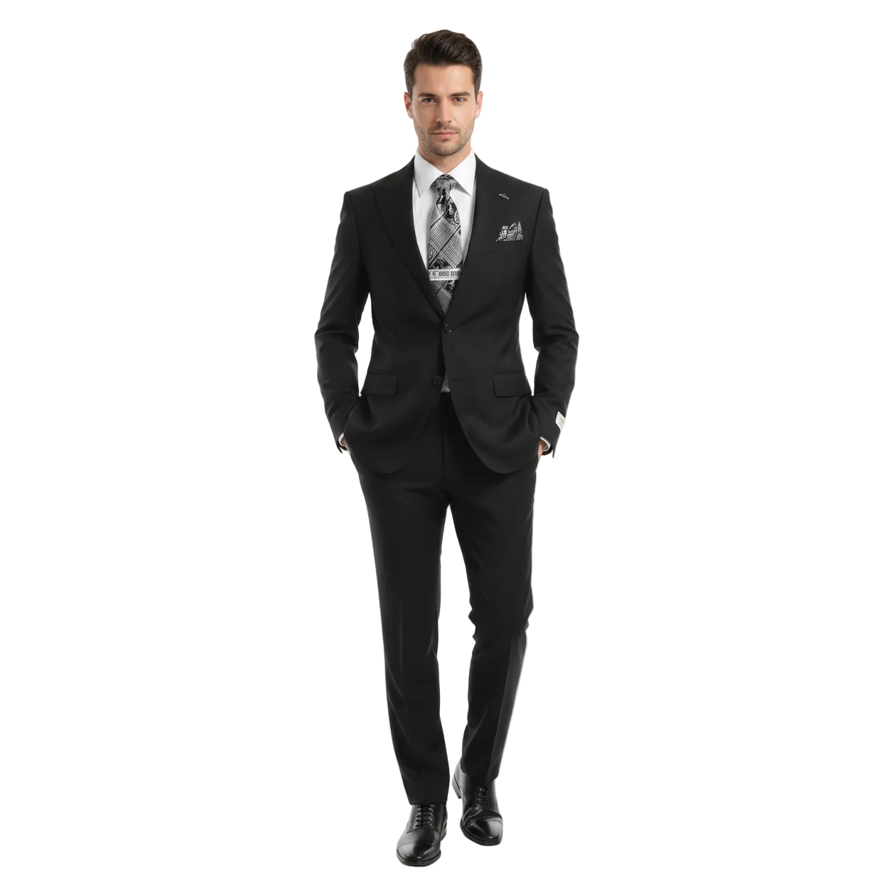 Men's Levent Serez Turkish Suit Super 160's Italian Wool 22511 Jet  Black