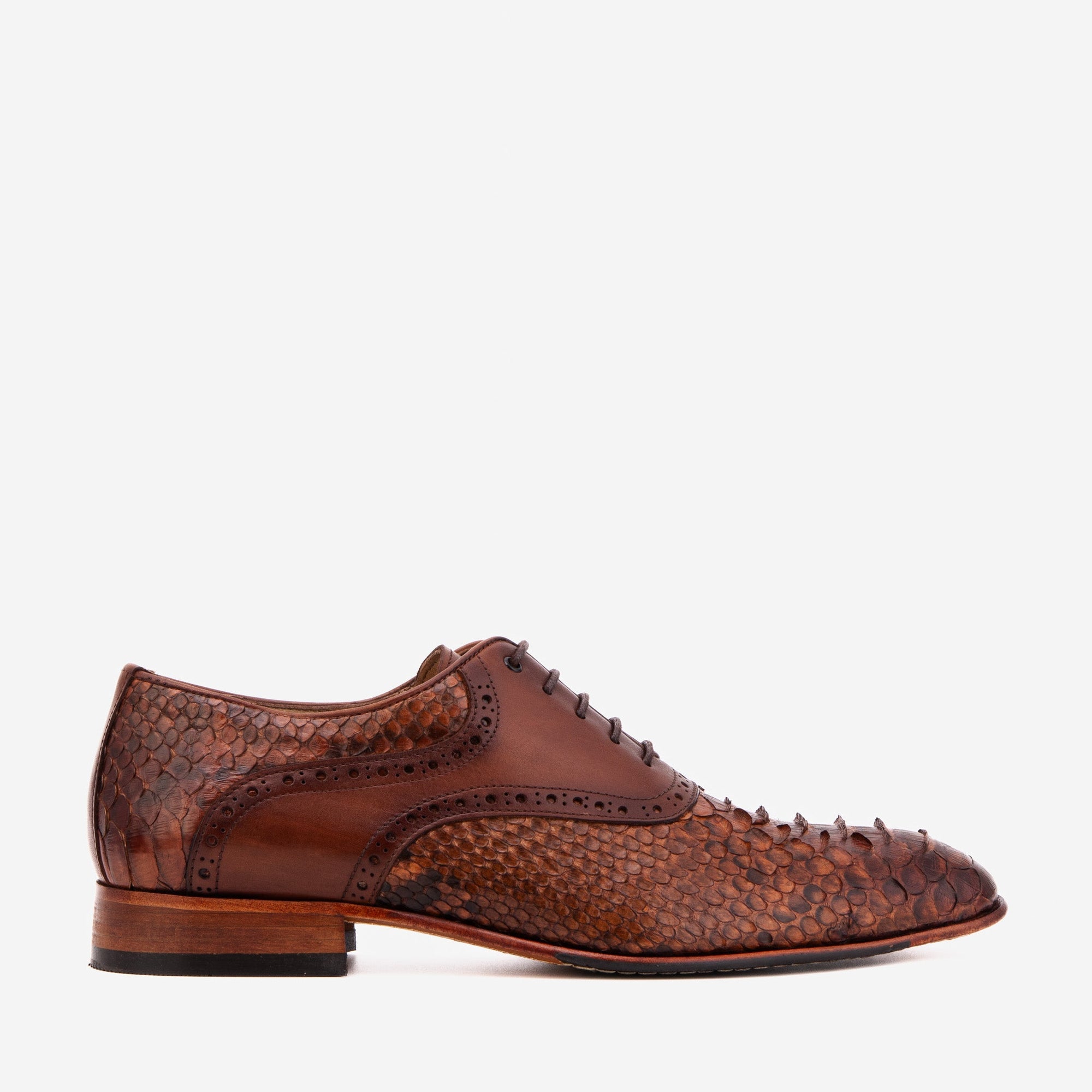 The Varenne Tan Snake Leather Oxford Men Shoe