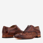 The Varenne Tan Snake Leather Oxford Men Shoe