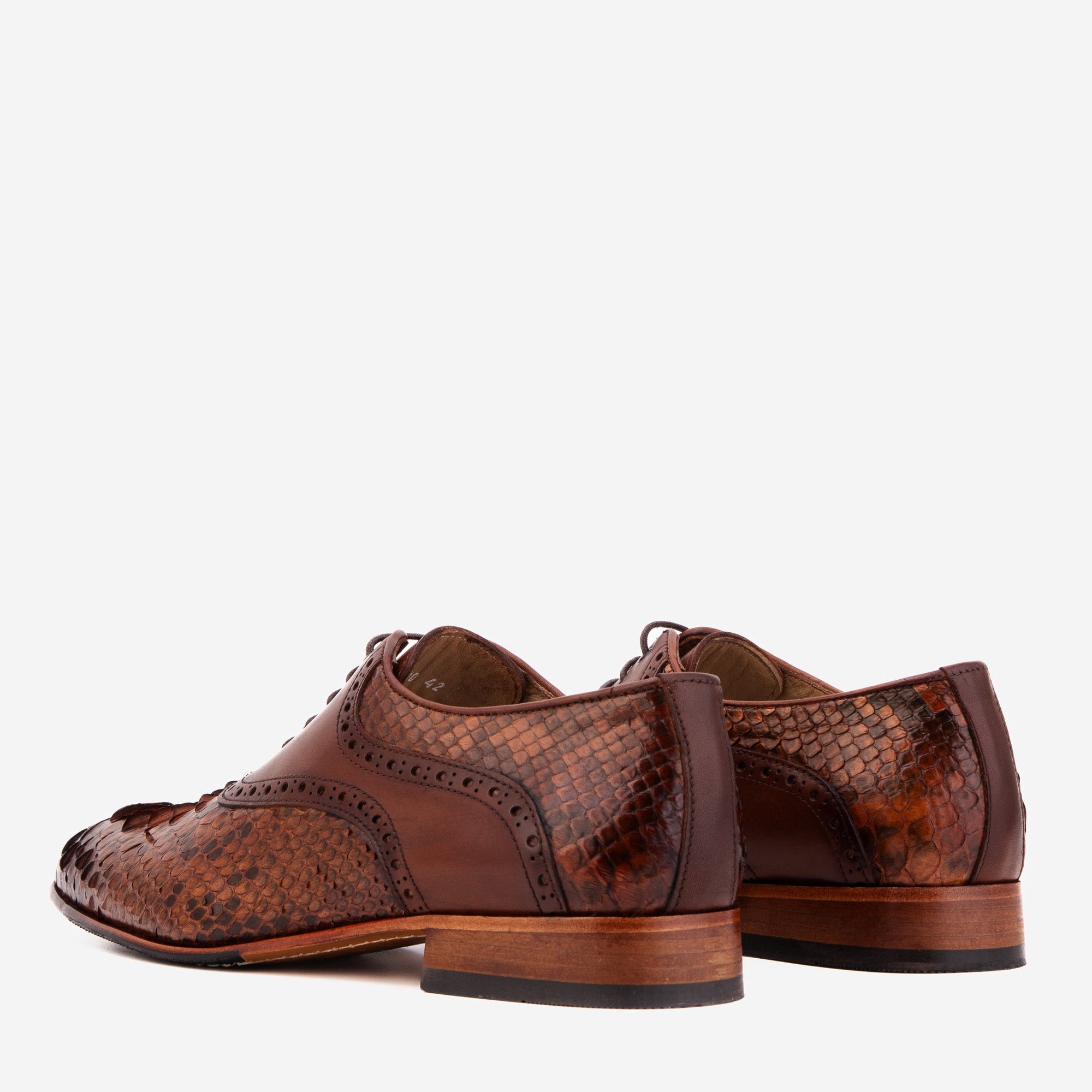 The Varenne Tan Snake Leather Oxford Men Shoe