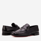 The Aurelio Black Snake & Baby Buffalo Leather Penny Loafer