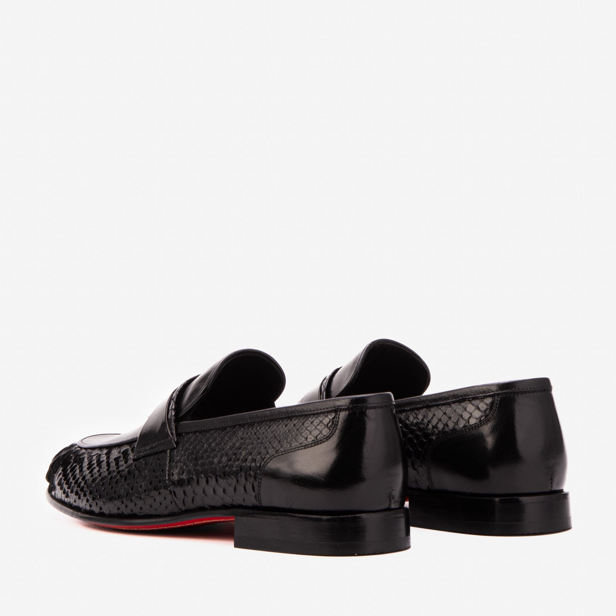 The Aurelio Black Snake & Baby Buffalo Leather Penny Loafer